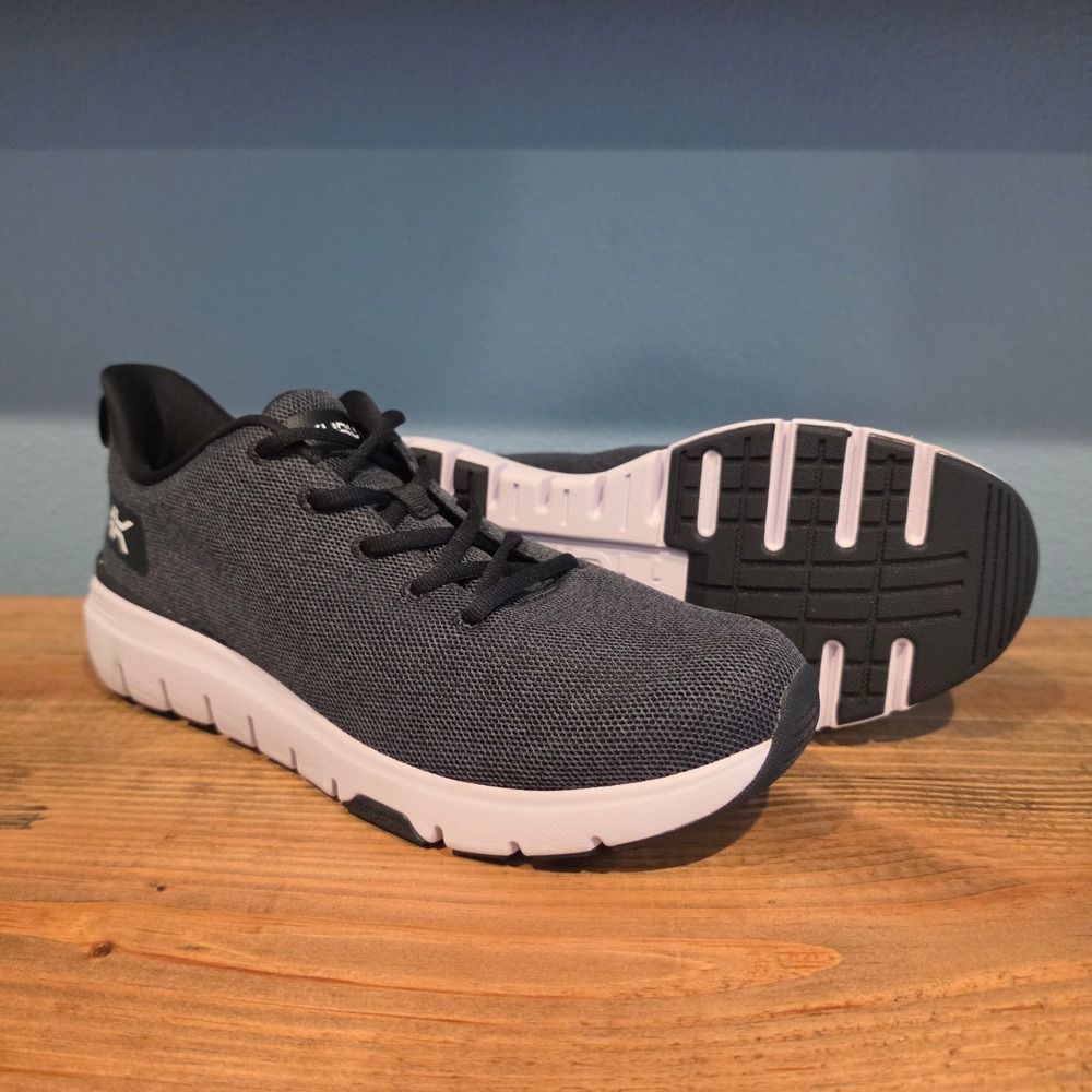 Kuru Mens Atom Walking Shoes Charcoal Grey Mesh Orthopedic Sneakers 9.5